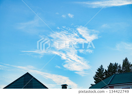 Blue sky with white clouds on a sunny day. 134422749