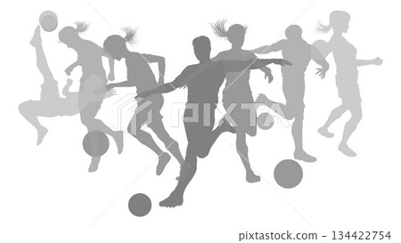 Soccer Football Players Men Women Silhouettes 134422754