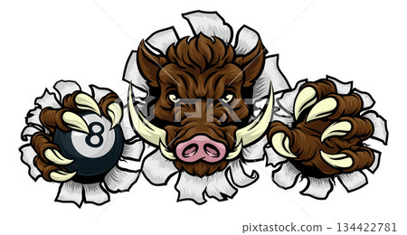 Boar Wild Hog Razorback Warthog Pig Pool Mascot Boar Wild Hog Razorback Warthog Pig Pool Mascot 134422781