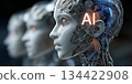 Artificial Intelligence Humanoid Robots. AI, Artificial intelligence. Ai digital brain. Robotics concept. 134422908