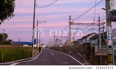 JR train with the Kasukabe townscape. Kasukabe is a special city located in Saitama Prefecture, Japan, which is one of tokyo commuter town. JR train with the Kasukabe townscape. Kasukabe is a special city located in Saitama Prefecture, Japan, which is one of tokyo commuter town. 134423373