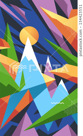 Abstract Wallpaper With Dynamic Shapes Of Mountains 134423551