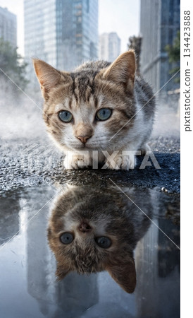 The picture shows a tabby kitten 134423888