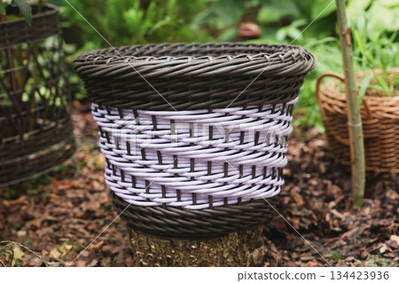 Big black lilac rattan wicker pot Big black lilac rattan wicker pot 134423936