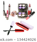 Large collection of decorative cosmetics on a white background 134424026