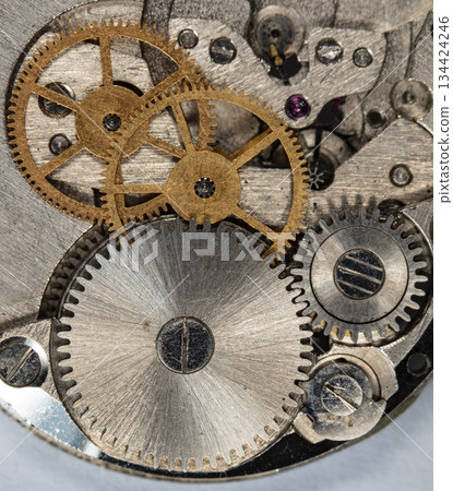 clockwork old mechanical watch, high resolution and detail 134424246