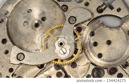 clockwork old mechanical watch, high resolution and detail clockwork old mechanical watch, high resolution and detail 134424275