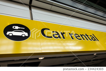Hire Car Rental Sign at an Airport Hire Car Rental Sign at an Airport 134424303