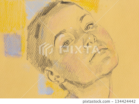 female portrait, pencil drawing illustration, sketch 134424442
