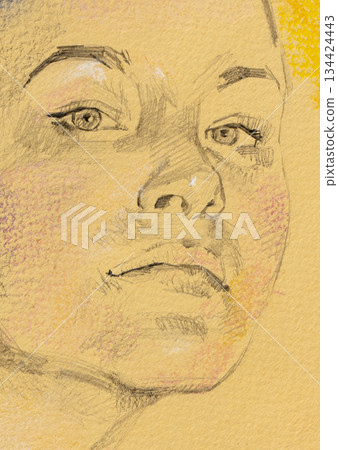 female portrait, pencil drawing illustration, sketch female portrait, pencil drawing illustration, sketch 134424443