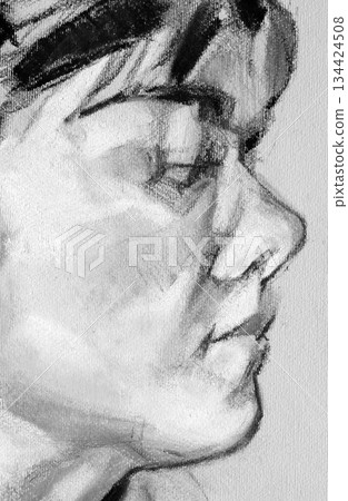 female portrait, pencil drawing illustration, sketch female portrait, pencil drawing illustration, sketch 134424508