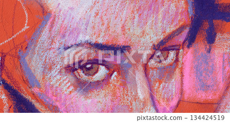 female portrait, pencil drawing illustration, sketch female portrait, pencil drawing illustration, sketch 134424519