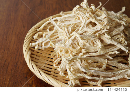 Dried daikon radish served on a colander Dried daikon radish served on a colander 134424530