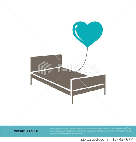 Bed and Heart Balloon Icon Vector Logo Template Illustration Design. Vector EPS 10. 134424677
