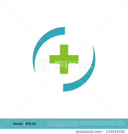 Health Cross in Circle Swoosh Icon Vector Logo Template Illustration Design. Vector EPS 10. 134424705