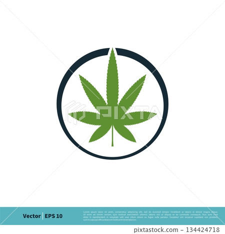 Hemp Leaf, Marijuana, Ganja Icon Vector Logo Template Illustration Design. Vector EPS 10. 134424718