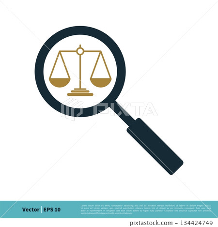 Magnifying Glass and Scale of Justice Icon Vector Logo Template Illustration Design. Vector EPS 10. Magnifying Glass and Scale of Justice Icon Vector Logo Template Illustration Design. Vector EPS 10. 134424749