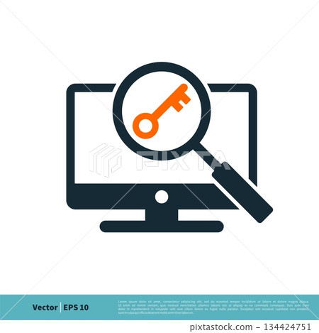 Key, Screen and Magnifying Glass Icon Vector Logo Template Illustration Design. Vector EPS 10. 134424751