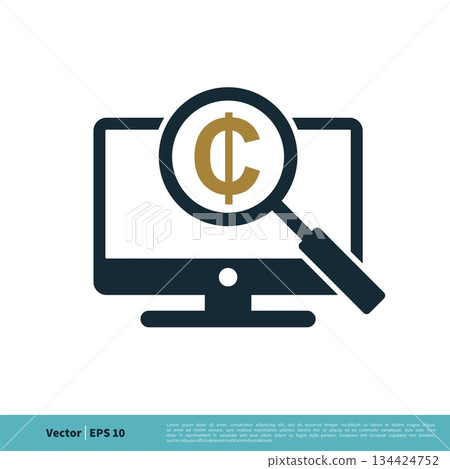 Cent Sign Screen and Magnifying Glass Icon Vector Logo Template Illustration Design. Vector EPS 10. 134424752