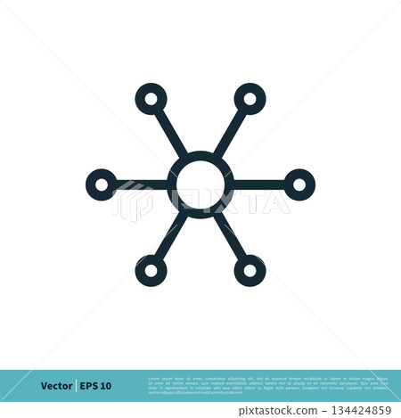 Hub and spoke line icon, linear style pictogram isolated on white. Central database symbol Icon Vector Logo Template Illustration Design. Vector EPS 10. 134424859