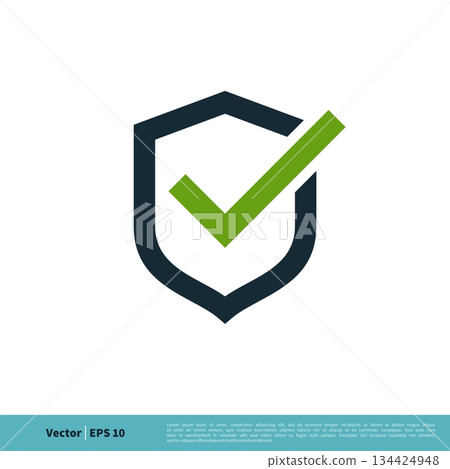 Shield and Check Mark Icon Vector Logo Template Illustration Design. Vector EPS 10. 134424948