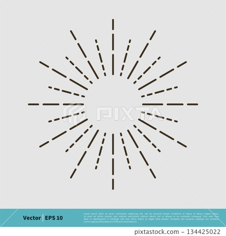 Sunburn Icon Vector, Vintage Sunlight Line Art Logo Template Illustration Design. Vector EPS 10. 134425022