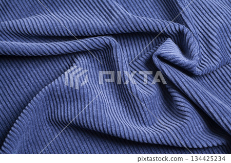 Blue ribbed corduroy texture background 134425234