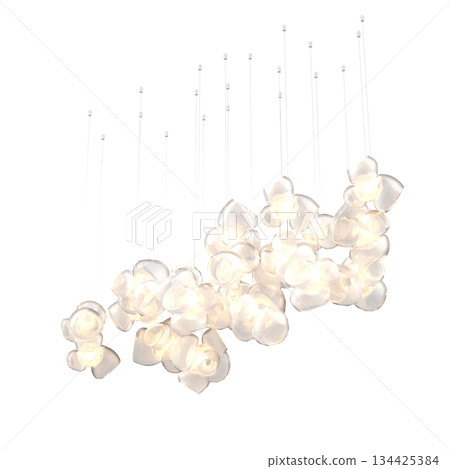 chandelier on the ceiling isolated on transparent background, hanging lamp, pendant light, 3D illustration, cg render chandelier on the ceiling isolated on transparent background, hanging lamp, pendant light, 3D illustration, cg render 134425384