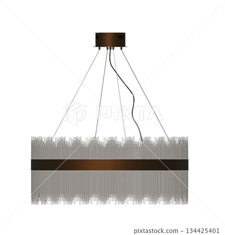 chandelier on the ceiling isolated on transparent background, hanging lamp, pendant light, 3D illustration, cg render 134425401