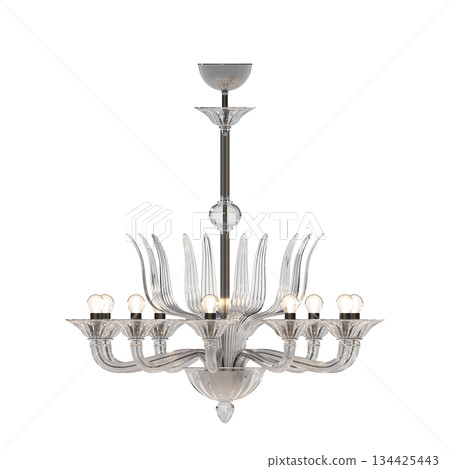 chandelier on the ceiling isolated on transparent background, hanging lamp, pendant light, 3D illustration, cg render chandelier on the ceiling isolated on transparent background, hanging lamp, pendant light, 3D illustration, cg render 134425443