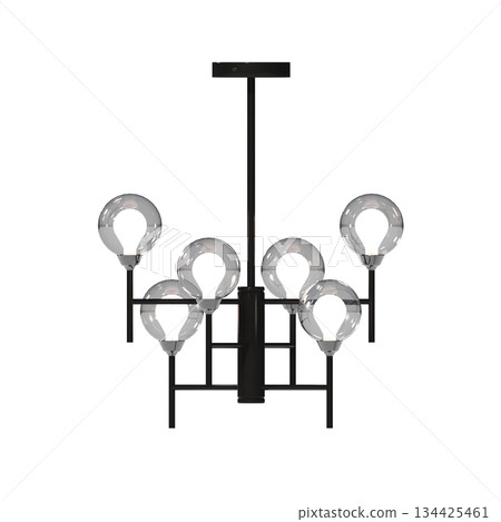 chandelier on the ceiling isolated on transparent background, hanging lamp, pendant light, 3D illustration, cg render chandelier on the ceiling isolated on transparent background, hanging lamp, pendant light, 3D illustration, cg render 134425461