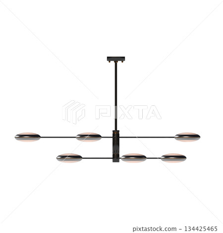 chandelier on the ceiling isolated on transparent background, hanging lamp, pendant light, 3D illustration, cg render 134425465