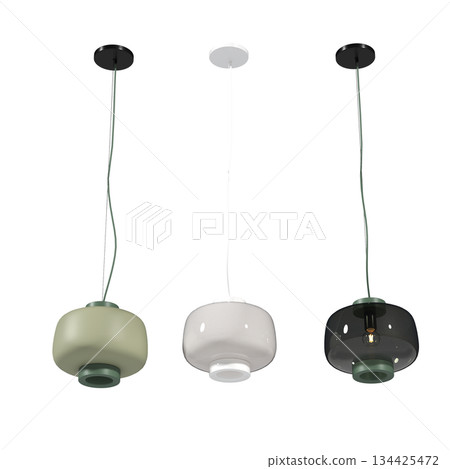chandelier on the ceiling isolated on transparent background, hanging lamp, pendant light, 3D illustration, cg render 134425472