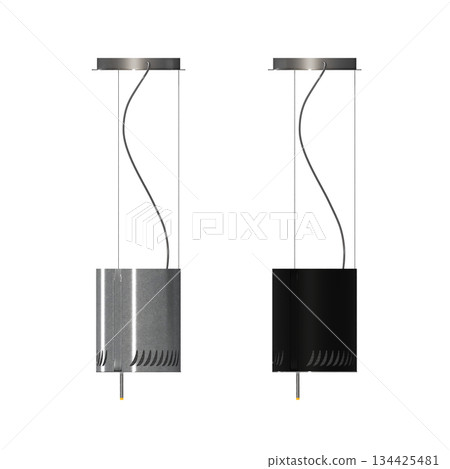 chandelier on the ceiling isolated on transparent background, hanging lamp, pendant light, 3D illustration, cg render 134425481