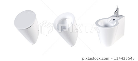 Lavatory pan isolated on a transparent background, bidet, 3D illustration, and CG render 134425543