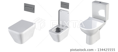 Lavatory pan isolated on a transparent background, bidet, 3D illustration, and CG render 134425555
