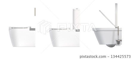 Lavatory pan isolated on a transparent background, bidet, 3D illustration, and CG render Lavatory pan isolated on a transparent background, bidet, 3D illustration, and CG render 134425573