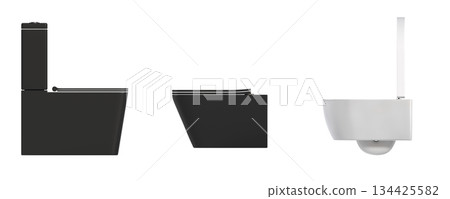 Lavatory pan isolated on a transparent background, bidet, 3D illustration, and CG render 134425582