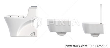 Lavatory pan isolated on a transparent background, bidet, 3D illustration, and CG render 134425583