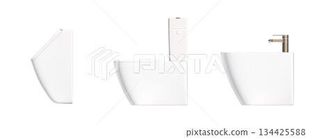 Lavatory pan isolated on a transparent background, bidet, 3D illustration, and CG render 134425588