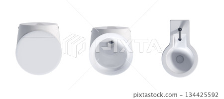 Lavatory pan isolated on a transparent background, bidet, 3D illustration, and CG render 134425592