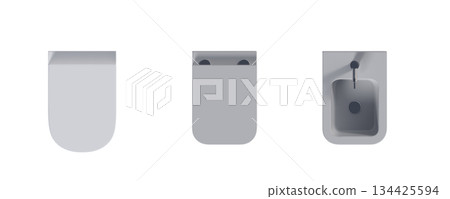 Lavatory pan isolated on a transparent background, bidet, 3D illustration, and CG render Lavatory pan isolated on a transparent background, bidet, 3D illustration, and CG render 134425594