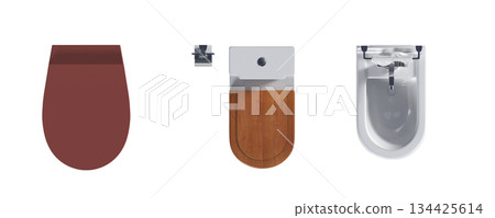 Lavatory pan isolated on a transparent background, bidet, 3D illustration, and CG render 134425614