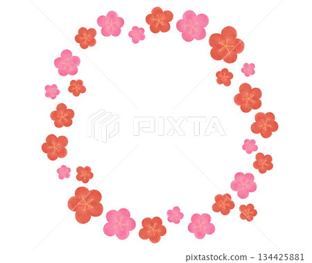 梅花水彩圓形相框日式圖案裝飾框新年春季日式風格背景素材設計材料 梅花水彩圓形相框日式圖案裝飾框新年春季日式風格背景素材設計材料 134425881