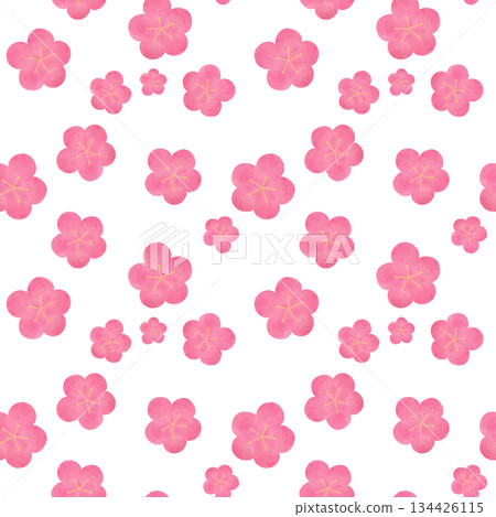 Plum Watercolor Seamless Pattern Japanese Pattern Spring New Year Flower Background Material Design Material 134426115