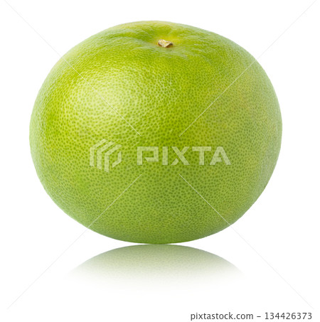 Whole green grapefruit sweetie citrus fruit isolated with reflection. Whole green grapefruit sweetie citrus fruit isolated with reflection. 134426373