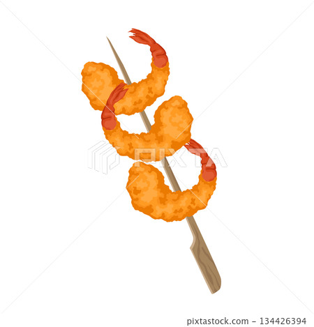 Shrimp tempura, shrimp in batter. 134426394