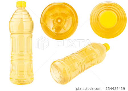 bottle Green tea with lemon isolated on white background 134426439