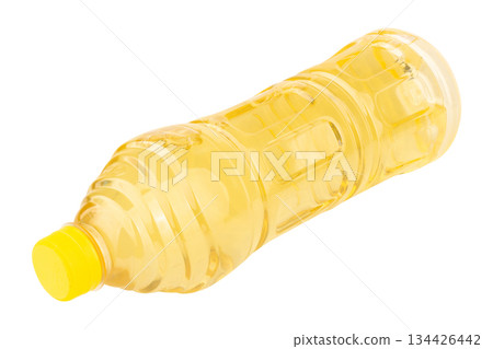 bottle Green tea with lemon isolated on white background 134426442