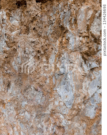 Soil Texture on a cut earth side with details 134426698